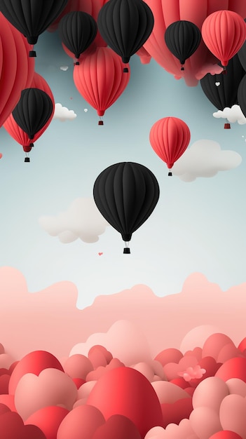 Vente de vendredi noir avec fond de ballons pour affiches bannières flyers carte copie espace générative ai