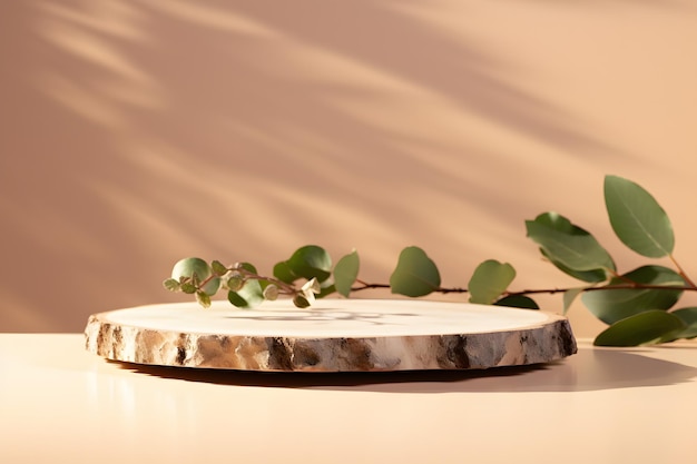 Verdure sur bois Image d'une petite plante sur une plaque en bois pour naturel et écologique