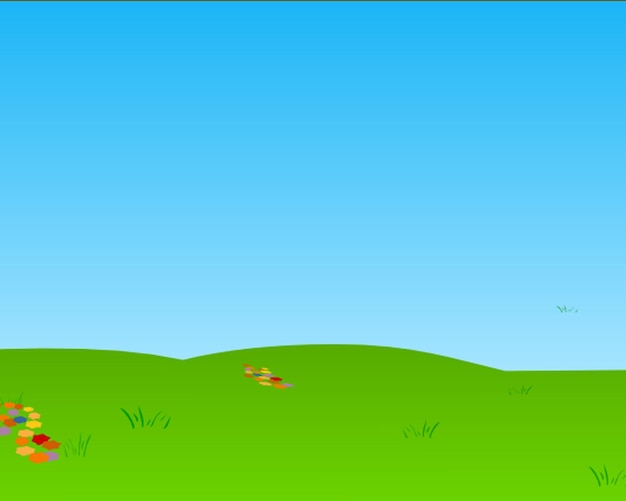 verdure de dessin animé avec un ciel bleu