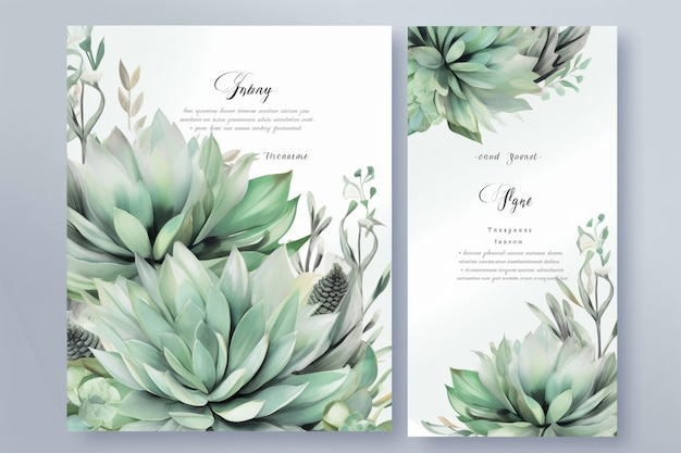 Photo verdure succulente et branches carte d'invitation de mariage enregistrer la date merci modèle rsvp v