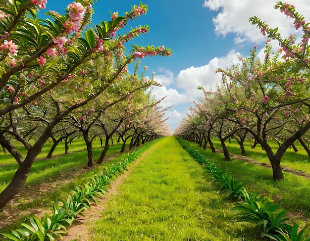 Un verger de mangues en pleine floraison promettant une récolte douce