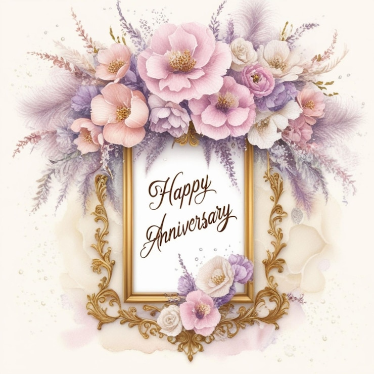 Photo la vérité est la couleur du cadre d'anniversaire de mariage floral.