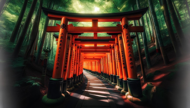 Le Vermilion tranquille Torii les portes Fushimi Inari Kyoto