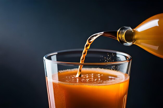 un verre de bière avec une bouteille de bière dedans.