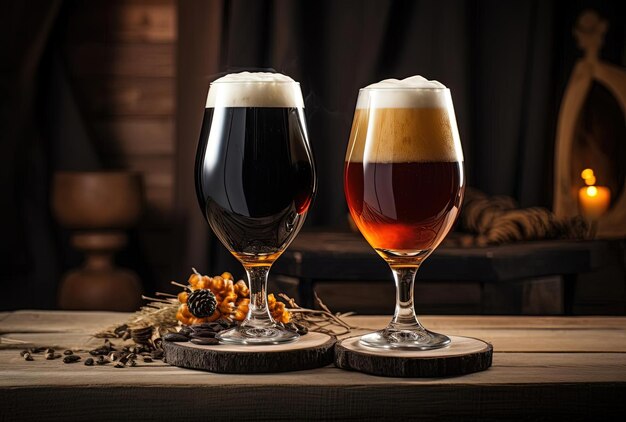 verre de bière avec deux verres d'être soulevé