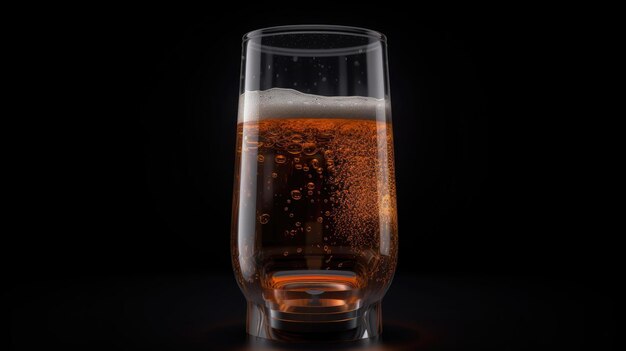 Un verre de bière avec un fond sombre