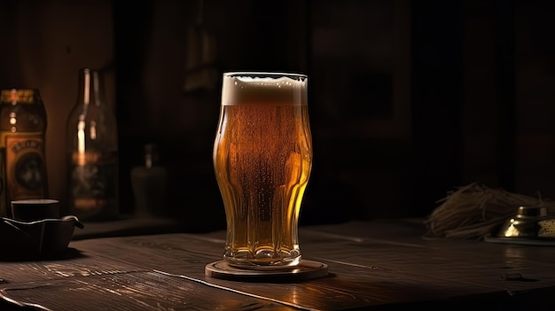 Verre de bière fraîche et froide AI Generate