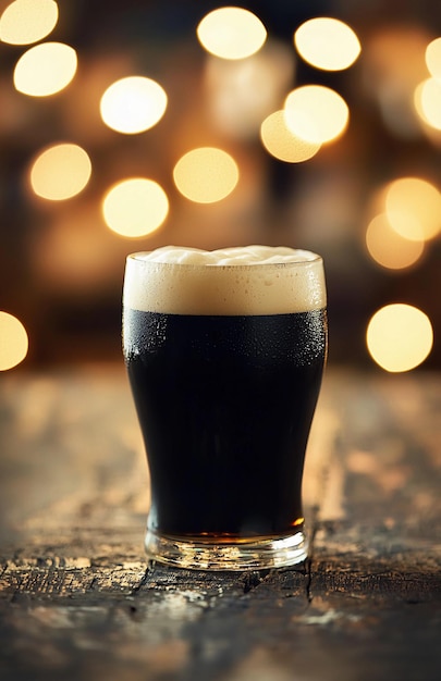 un verre de bière avec une lumière derrière