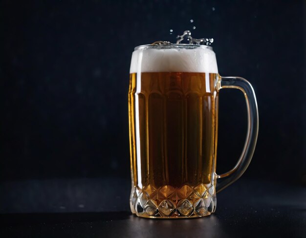 Photo un verre de bière mousseuse sur un fond sombre