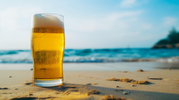 Un verre de bière sur la plage