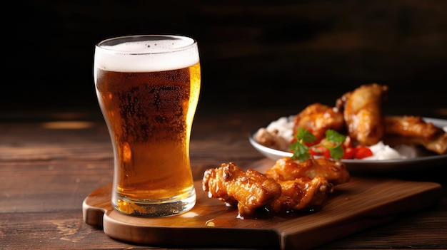 Un verre de bière et un verre de bière avec une bière sur la table.