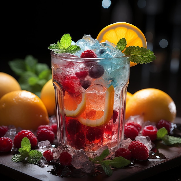 verre de boisson à l'arôme de fruits froids