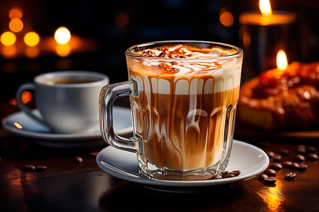 Photo verre de café avec de la crème fouettée