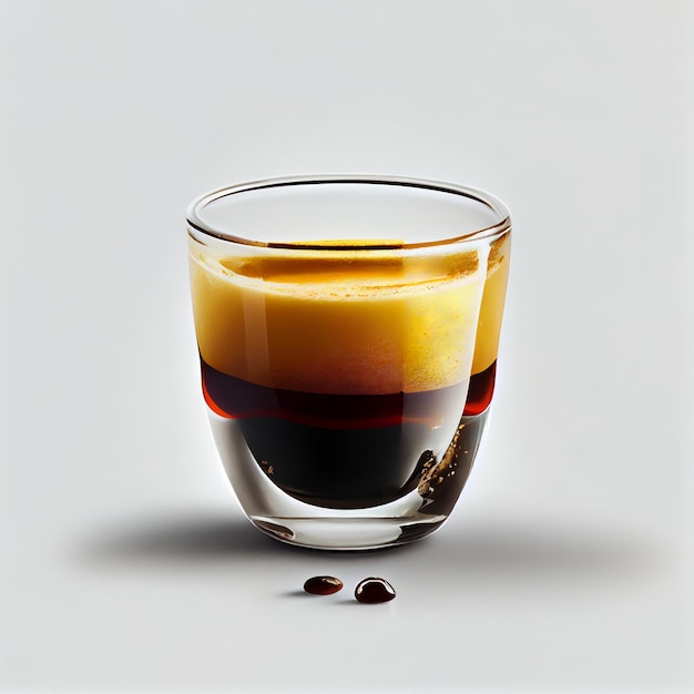 Un verre de café avec un fond blanc