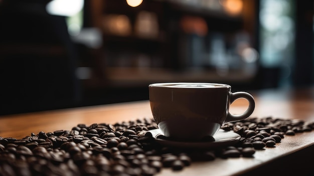 Verre avec café froid sur la table d'un bar