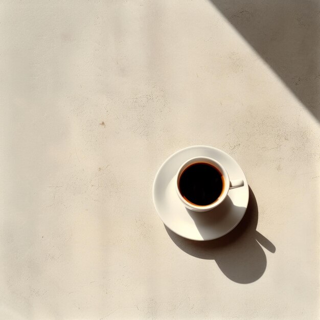 Un verre de café noir intense et séduisant capturé dans un décor minimaliste