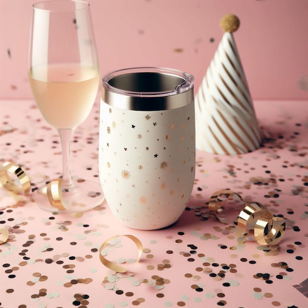 verre de champagne avec confett