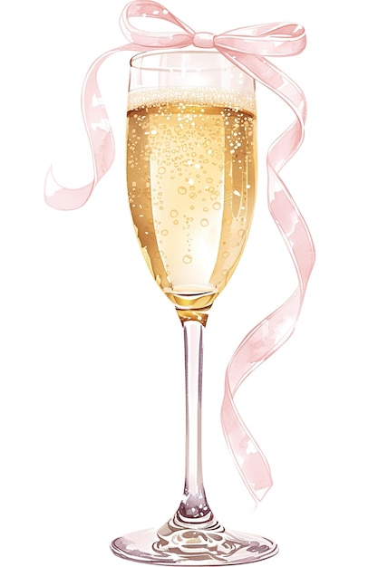 un verre de champagne avec des étincelles roses et dorées
