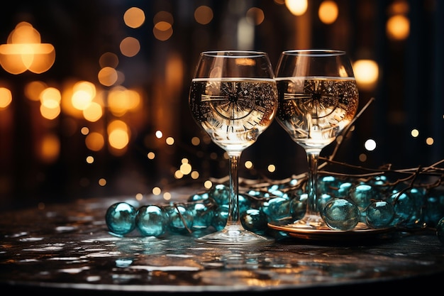 Un verre de champagne à Noël