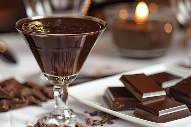 Photo un verre de chocolat à côté d'un verre de lait