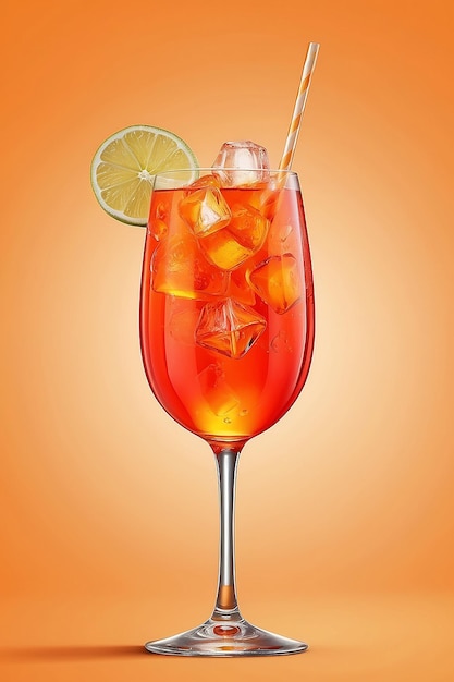 verre de cocktail Aperol spritz isolé sur fond orange ai génératif