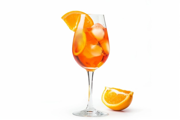 un verre de cocktail à l'apérol sur une table en bois