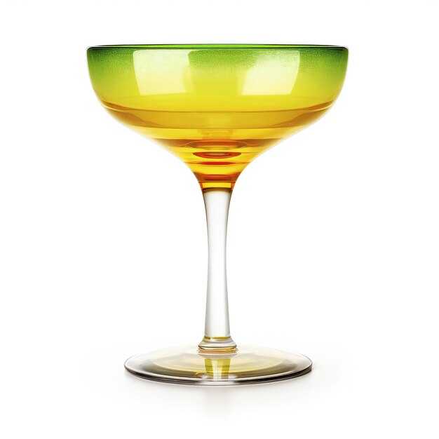 Un verre de cocktail coloré isolé sur un fond blanc