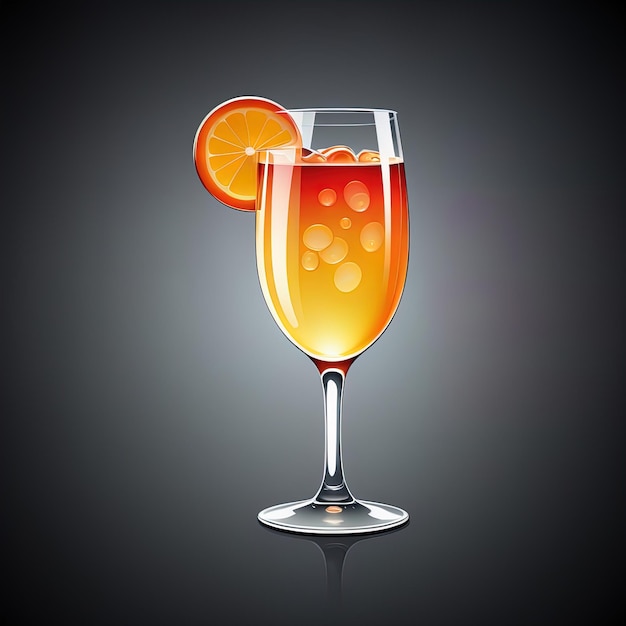 verre à cocktail sur fond noir illustration vectorielle de jus d'orangeverre à cocktail sur dos noir