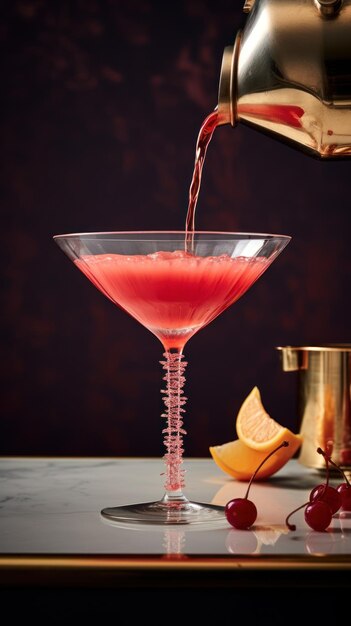 verre de cocktail frais sur une table de verre dans un restaurant de boîte de nuit boisson de cocktail d'alcool en gros plan alcoholi