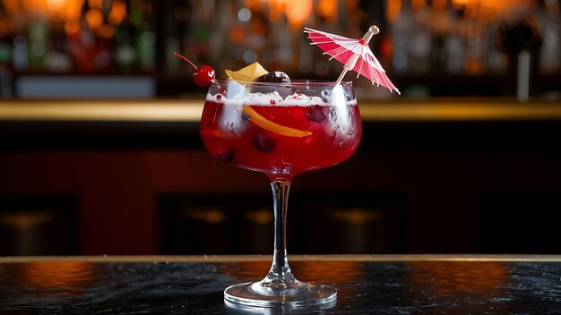 Un verre de cocktail rouge