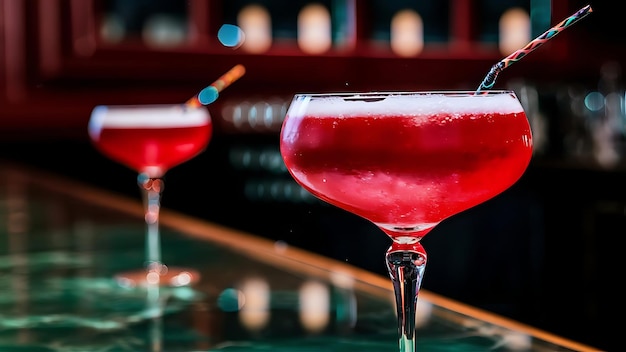 Un verre de cocktail rouge