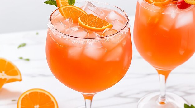 Un verre de cocktail spritz aperol décoré d'orange dans la cave