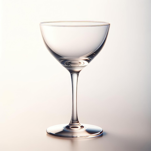 un verre de cocktail vide sur un fond blanc