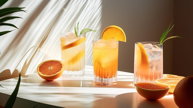 Un verre de cocktails à l'orange avec une tranche d'orange sur le côté