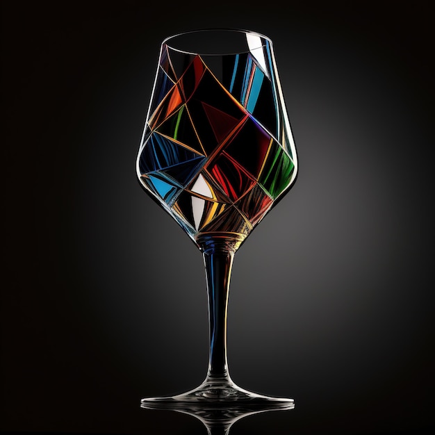 Un verre coloré avec un fond noir et un fond noir.