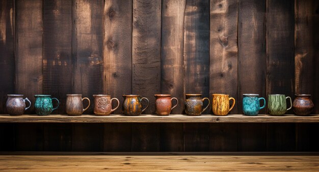 Verre coloré vieux verre sur fond de vieux panneau de bois IA générative