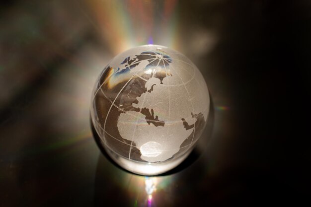 Verre de cristal du globe mondial Commerce et économie mondiaux Concept environnemental ou écologique