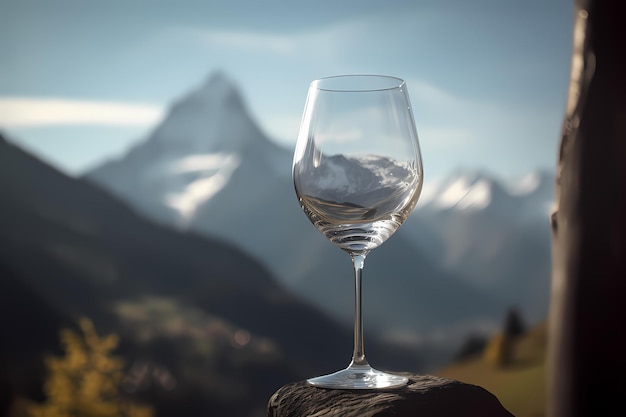 verre debout avec une vue magnifique sur les montagnes alpines un beau paysage