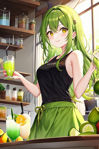 Photo un verre de délicieuse boisson de kiwi vert sur la table de la cuisine