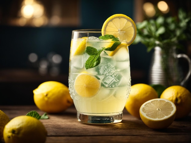 Un verre de délicieuse limonade symphonie de saveurs Les saveurs piquantes des citrons fraîchement pressés se mêlent