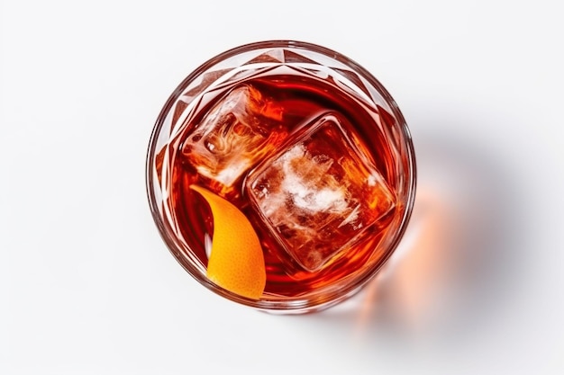 Un verre de délicieux cocktail alcoolique de negroni avec une tranche d'orange sur le dessus