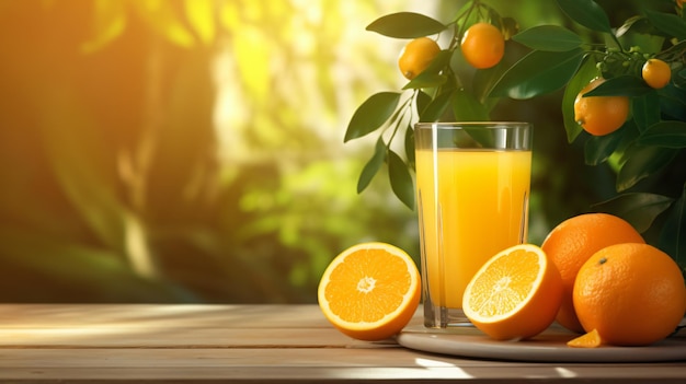 Un verre de délicieux jus d'orange sur la table