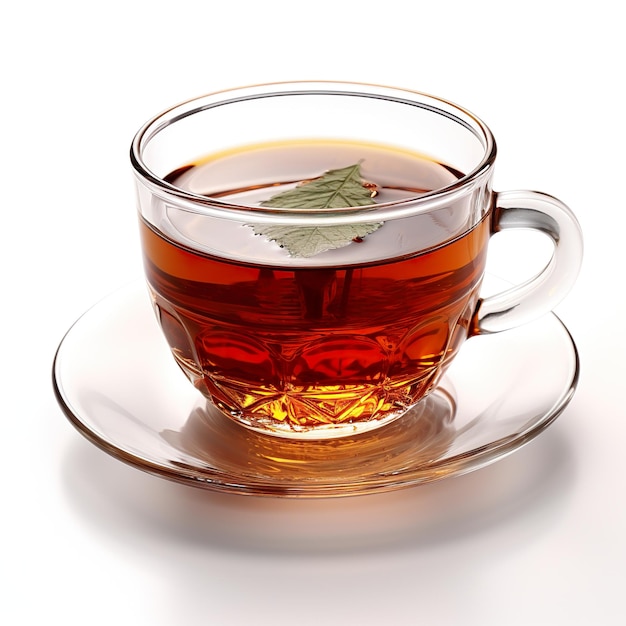 Un verre de délicieux thé turc isolé sur un fond blanc