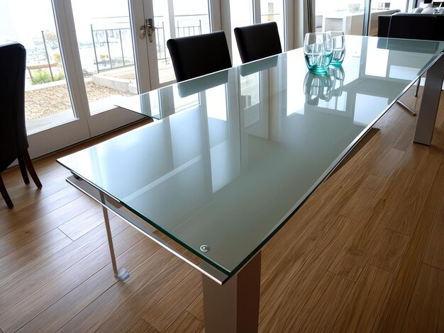 Verre design élégant sur la table