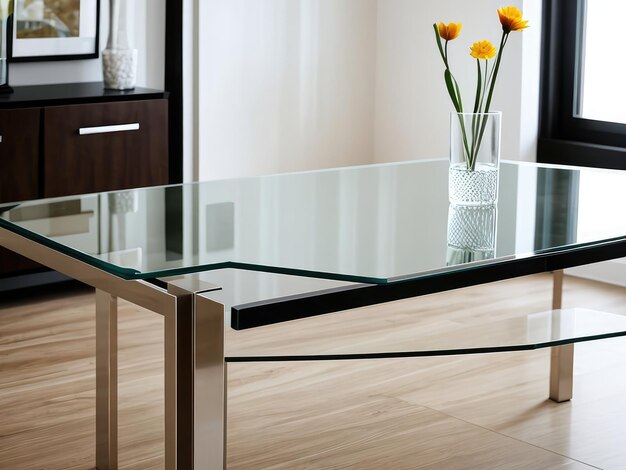 Verre design élégant sur la table