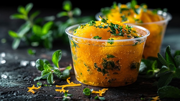 Photo un verre avec du jus d'orange