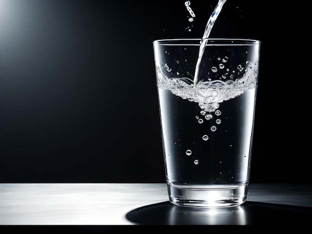 Verre d'eau boire de l'eau dans un fond isolé vide généré par l'IA