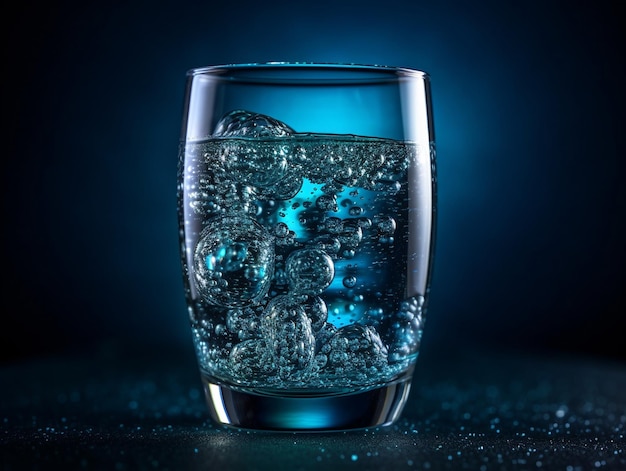 Un verre d'eau avec des bulles dedans