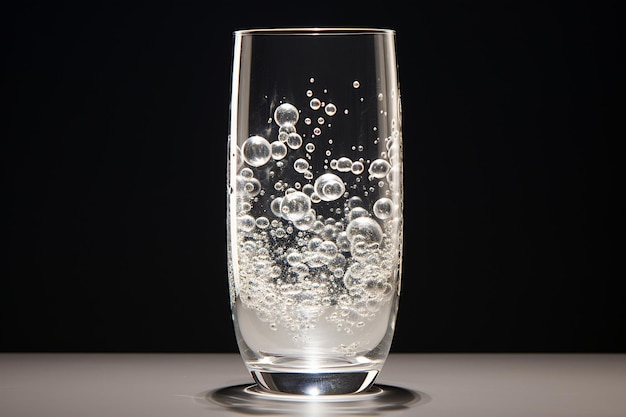 verre d'eau avec des bulles gazeuses