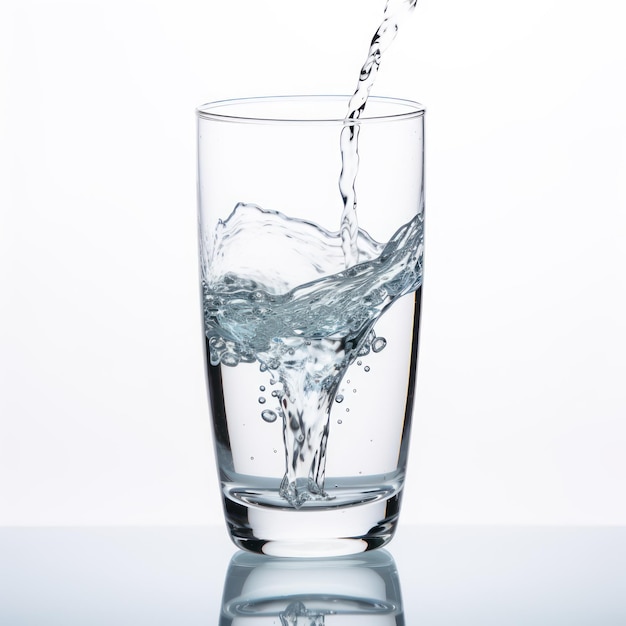 Verre d'eau avec de l'eau éclaboussée par des gouttes de glace